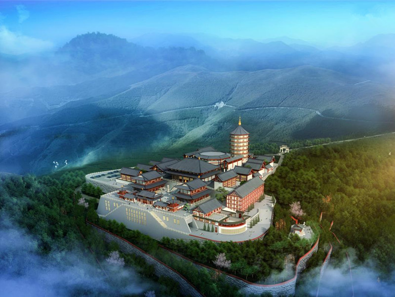 东台顶用地6.78万平方米，德鲁安对五台山东台望海寺的总体规划，文殊智慧道场，盛唐千古刹，清净观想圣境寺庙设计