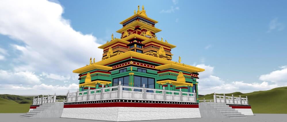 Viewing platform of Jialuo Red Palace in Yushu, Qinghai